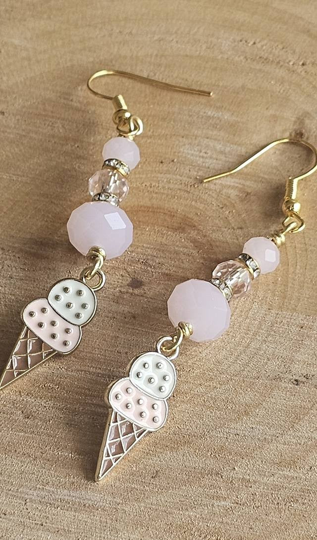Sweet Pastel Ice Cream Cone Dangle Earrings