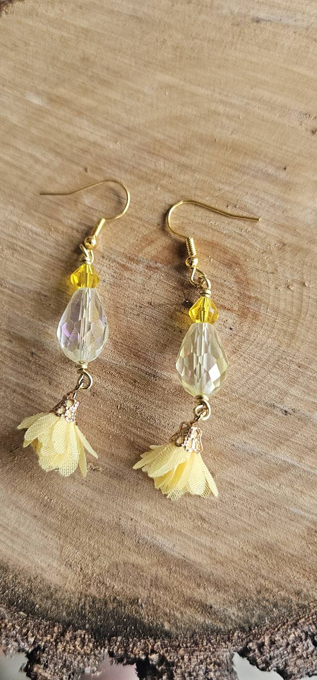 Golden Glow Crystal Tassel Drop Earrings