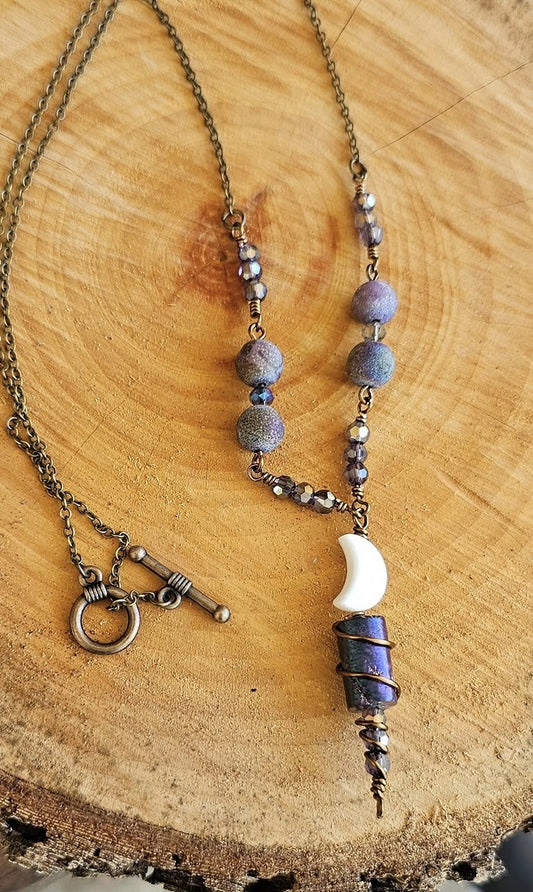Moonlit Handcrafted Beaded Pendant Necklace